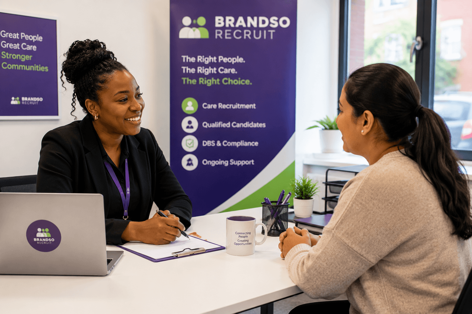 A Brandso Recruit recruiter meeting with a candidate